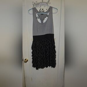 ✨️VINTAGE✨️Torrid Gray and Black Racerback Dress With Ruffle Skirt Size 1